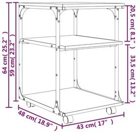 Βάση Εκτυπωτή 3 Επιπέδων Καπνιστή Δρυς 43x48x64 εκ Επεξ. Ξύλο - Καφέ