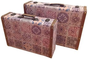 Σετ 2 Βαλίτσες-Κουτιά 46x32x13cm &amp; 38x26x11cm Vintage MDF Etoile BB-672