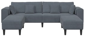 vidaXL Βελούδινος καναπές 3 pcs Σκούρο Γκρι 208 εκ. Βελούδο