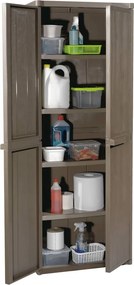 vidaXL Ντουλάπι Αποθήκευσης Κήπου Καφέ 65x45x172 εκ. PP Εμφάνιση Ξύλου