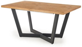 Τραπέζι Houston 1524, Μαύρο, Ελαφριά δρυς, 77x90x160cm, Επιμήκυνση, Φυσικό ξύλο καπλαμά, Μέταλλο | Epipla1.gr