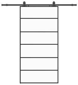 vidaXL Συρόμενη πόρτα με σετ υλικού Μαύρο 102x205 cm ESG Γυαλί