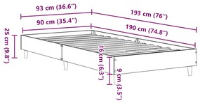 ΠΛΑΙΣΙΟ ΚΡΕΒΑΤΙΟΥ ΧΩΡΙΣ ΣΤΡΩΜΑ SONOMA OAK 90X190 CM 861086