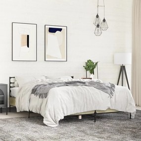 vidaXL Πλαίσιο Κρεβατιού Sonoma Δρυς 150x200 εκ. Επεξ. Ξύλο &amp; Μέταλλο