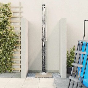 vidaXL Υπαίθριο Ηλιακό Ντους Μαύρο 217 εκ. PVC και αλουμίνιο