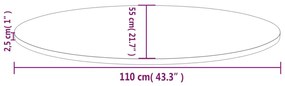 vidaXL Επιφάνεια Τραπεζιού Οβάλ Λευκή 110x55x2,5 εκ. Μασίφ Ξύλο Πεύκου