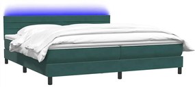 vidaXL Κρεβάτι Boxspring με Στρώμα Σκούρο Πράσινο 180x210εκ. Βελούδινο