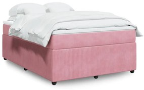 vidaXL Κρεβάτι Boxspring με Στρώμα Ροζ 140x190 εκ. Βελούδινο