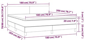 vidaXL Κρεβάτι Boxspring με Στρώμα Σκούρο Γκρι 180x200 εκ Υφασμάτιν