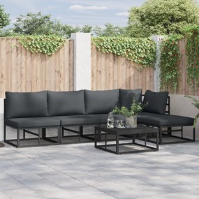 vidaXL Σετ Καναπέ Κήπου με μαξιλάρι 6 pcs Μαύρο Αλουμίνιο