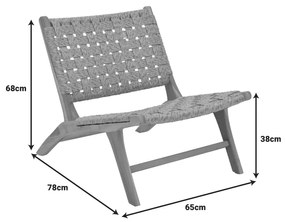 Πολυθρόνα Foldere pakoworld φυσικό teak ξύλο-pe σχοινί 65x78x68εκ