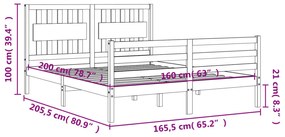 ΠΛΑΙΣΙΟ ΚΡΕΒΑΤΙΟΥ ΜΕ ΚΕΦΑΛΑΡΙ ΛΕΥΚΟ 160X200 ΕΚ. ΜΑΣΙΦ ΞΥΛΟ 3194322