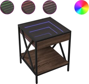 vidaXL Κομοδίνο Άπειρο Φως LED Καφέ Δρυς 40x40x49 εκ.