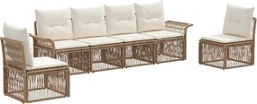 vidaXL Σετ Καναπέ Κήπου 6 pcs Μπεζ συνθετικό ρατάν