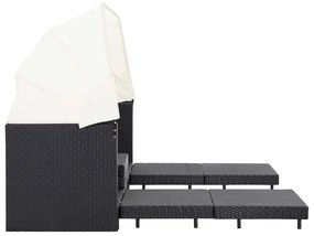 Καναπές Κρεβάτι Επεκτεινόμενος Τριθέσιος + Σκίαστρο Συνθ. Ρατάν - Μαύρο