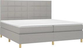 vidaXL Κρεβάτι Boxspring με Στρώμα &amp; LED Αν.Γκρι 200x200εκ. Υφασμάτινο