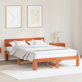 vidaXL Κρεβάτι  με προσκέφαλο καφέ 160x200 εκ. από μασίφ ξύλο πεύκου