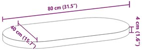 Επιτραπέζια επιφάνεια Σκούρο Καφέ 80x40x4 εκ. Ξύλο Δρυός Οβάλ - Καφέ