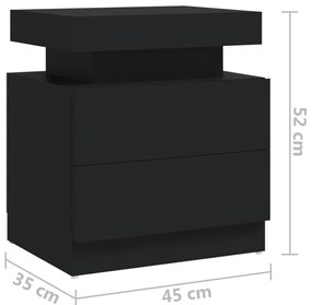 vidaXL Κομοδίνο Μαύρο 40 x 35 x 52 εκ. από Επεξ. Ξύλο