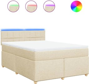 vidaXL Κρεβάτι Boxspring με Στρώμα Κρεμ 160x200 εκ. Υφασμάτινο