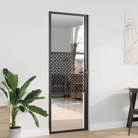 vidaXL Εσωτερική Πόρτα Μαύρο 76 x 201.5 cm Tempered γυαλί, Αλουμίνιο