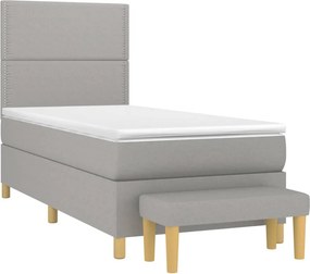 vidaXL Κρεβάτι Boxspring με Στρώμα Ανοιχτό Γκρι 100x200 εκ. Υφασμάτινο