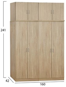 Ντουλάπα Jenna Τετράφυλλη με Πατάρι Sonama 160x42x241 εκ. 160x42x241 εκ.