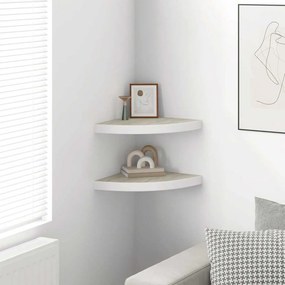 vidaXL Ράφια Τοίχου Γωνιακά 2 τεμ. Δρυς/Λευκό 35x35x3,8 εκ από MDF