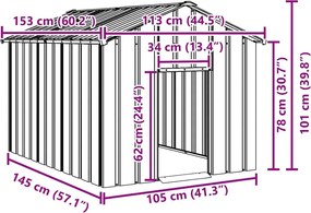 vidaXL Σπιτάκι σκύλου με οροφή 113x153x101 cm Γαλβανισμένος χάλυβας