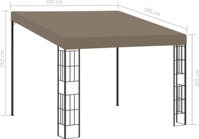 vidaXL Κιόσκι Επιτοίχιο Taupe 3 x 3 μ. Υφασμάτινο