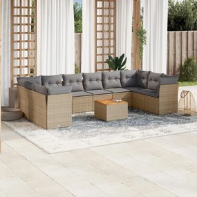 vidaXL Patio Sofa Set 10-θέσια Μικτό μπεζ και γκρι