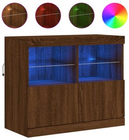vidaXL Μπουφές με LED Καφέ Δρυς 81 x 37 x 67 εκ.