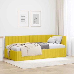 vidaXL Κρεβάτι Γωνίας με κεφαλάρι Κίτρινο 90 x 190 cm Βελούδο