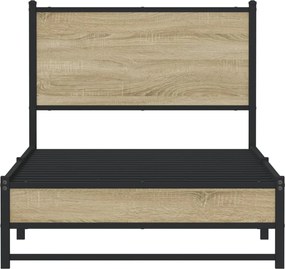 vidaXL Σκελετός Κρεβ. Χωρίς Στρώμα Sonoma Δρυς 90x190 εκ. Μεταλλικό