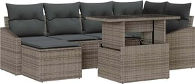 vidaXL Σετ Καναπέ Κήπου 7 pcs Γκρι Πολυέστερ και Κατασκευασμένο Ατσάλι