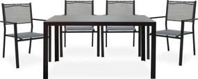 Τραπεζαρία Nares-Moly σετ 5τεμ αλουμίνιο μαύρο-textilene ανθρακί
