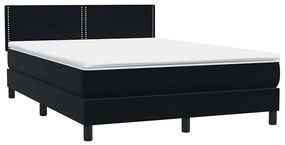 vidaXL Κρεβάτι Boxspring με Στρώμα Μαύρο 1140x210 εκ. Βελούδινο