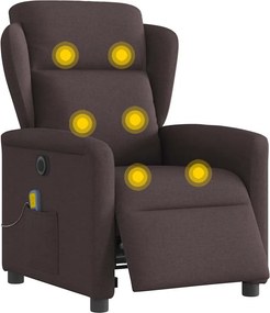 vidaXL Πολυθρόνα Μασάζ Ηλεκτρική Ανακλινόμενη Σκούρο Καφέ Υφασμάτινη