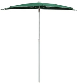 vidaXL Ομπρέλα Κήπου Μισή με Ιστό Πράσινη 180 x 90 εκ.