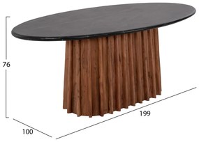 ΤΡΑΠΕΖΙ ΤΡΑΠΕΖΑΡΙΑΣ ΟΒΑΛ DRAXX  ΜΑΣΙΦ ΑΚΑΚΙΑ-ΜΑΥΡΟ ΜΑΡΜΑΡΟ 200x100x76Υεκ.