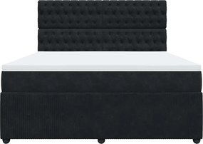 vidaXL Κρεβάτι Boxspring με Στρώμα Μαύρο 180x200 εκ. Βελούδινο