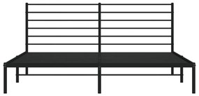 Πλαίσιο Κρεβατιού με Κεφαλάρι Μαύρο 200 x 200 εκ. Μεταλλικό - Μαύρο