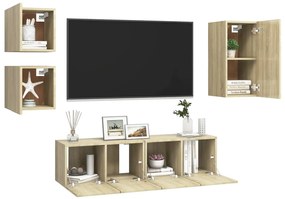 vidaXL Έπιπλο Τηλεόρασης 5 Τεμαχίων Sonoma Δρυς από Επεξ. Ξύλο
