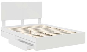 vidaXL Κρεβάτι Αποθήκης Λευκό 150 x 200 cm Επεξεργασμένο ξύλο