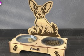 Σετ των 2 Intra απο ξύλο plywood 3mm-4mm πάχος - Βάση μπολ τροφής για σκύλους | Θήκη για μπολ φαγητού Δίασταση 20x20 cm INTRAFABR-110851254