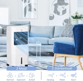 Air Cooler Air Conditioner 3 Modes 7,5 Hour Timer Rollable Plastic White
