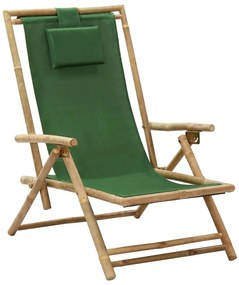 vidaXL Σεζλόνγκ Ανακλινόμενη Κόκκινη από Μπαμπού και Ύφασμα