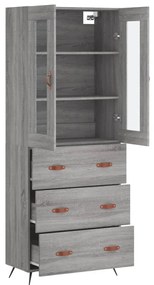 vidaXL Ντουλάπι Γκρι Sonoma 69,5 x 34 x 180 εκ. Επεξεργασμένο Ξύλο