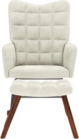 vidaXL Κουνιστή Πολυθρόνα με Σκαμπό σε Κρεμ Βελούδο