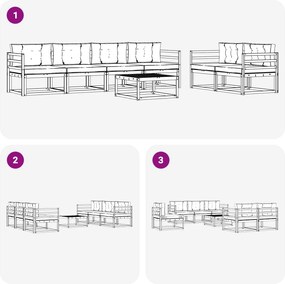 vidaXL Σειρά Καναπέ Εξωτερικού με μαξιλάρι 6 pcs Λευκό και Κρεμ